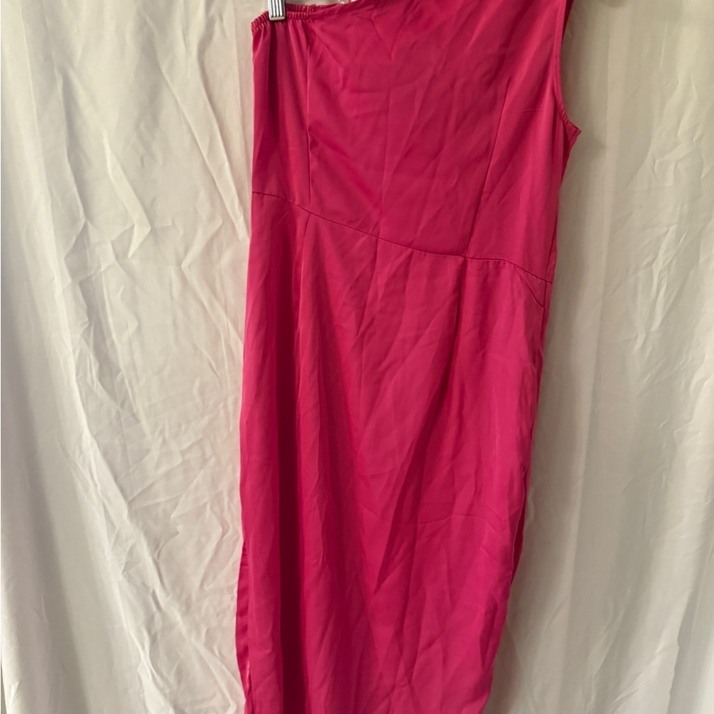 Pretty Garden Medium Elegant One-Shoulder Pink Dress - Picture 10 of 14
